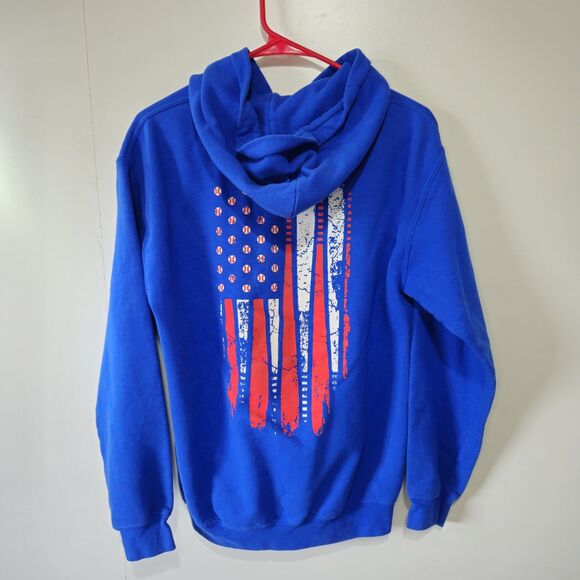 Unique Chicago Cubs Hoodie USA Bat Flag Back Men’s M Blue Vintage MLB - Picture 7 of 9